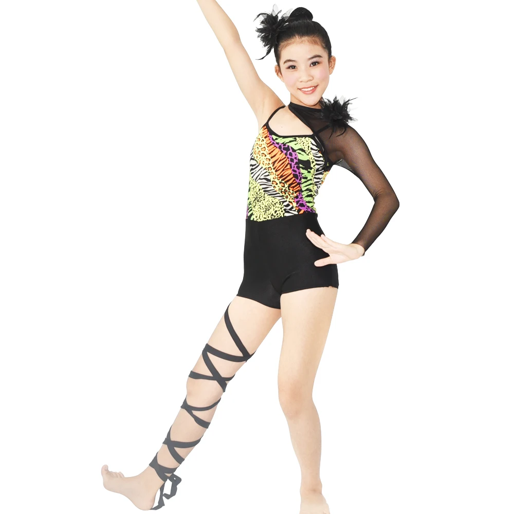 Girl dance costume MiDee acrobat dance jazz jumpsuit gymnastic outfits competition wear unitard one sleeve 1 leg banded polo clothing