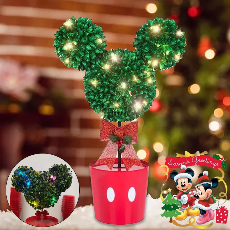 Disney Mickey Maus Weihnachten Baum LED Simulation Baum Blume Topf  Schmücken 2023 Neue Jahr Weihnachten Dekorationen Weihnachten Baum