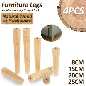 Patas de madera para muebles, pies de goma para mesa, 10, 25, 38, 45, 60,  72, 80CM, venta al por mayor, 2 unidades