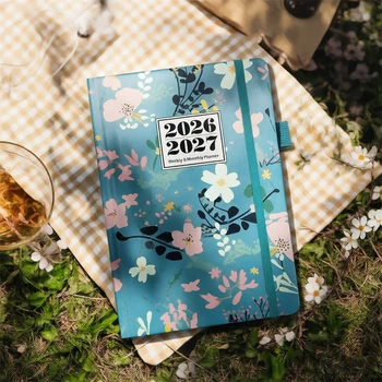 Agenda 2026-2027 con Stampa Floreale, Planner Settimanale e Mensile Formato A5, 144 Pagine, Taccuino per Pianificazione Accademica Giornaliera e Annuale, Design Floreale