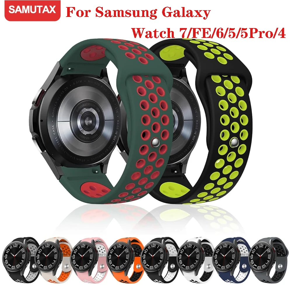 Ремешок силиконовый для Samsung Galaxy Watch 5 Pro 45 мм, браслет для Galaxy Watch 7/FE/6/5/4 40 мм 44 мм, кассета 6/4 43 мм 47 мм