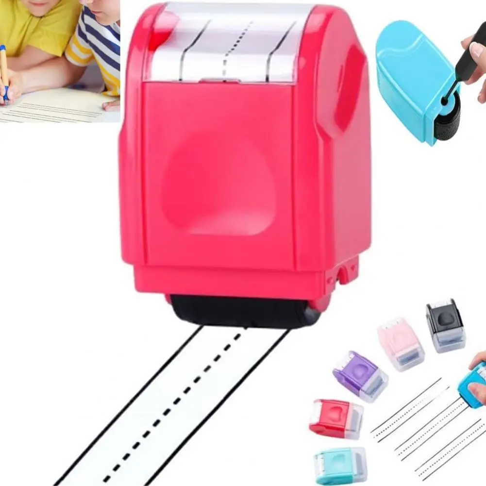 Calligraphy Tool Portable Race Track Stamp for Kids Self Inking Line Road Roller with Dashed Handwriting Lines for Practice