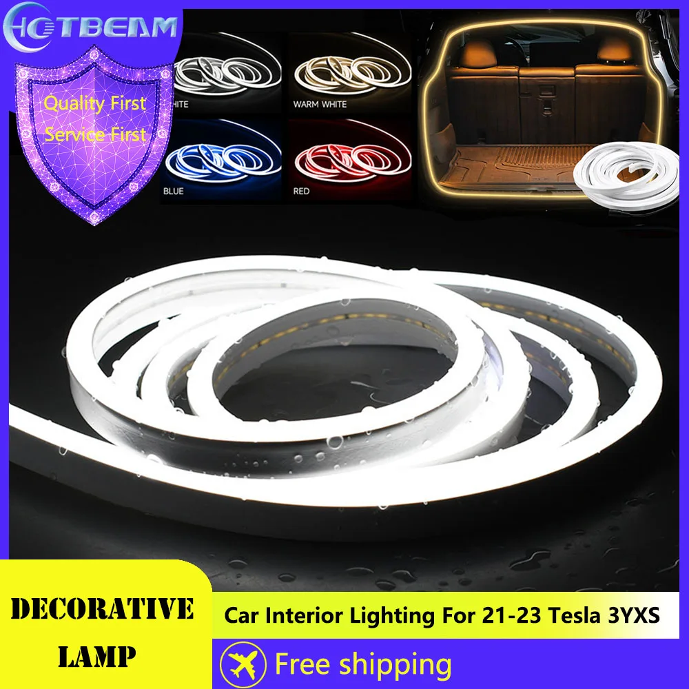 

Car Interior Lighting For 21-23 Tesla 3YXS Trunk Lighting Lamp Strip Car Atmosphere Warm White Light Interior Decorative Lights