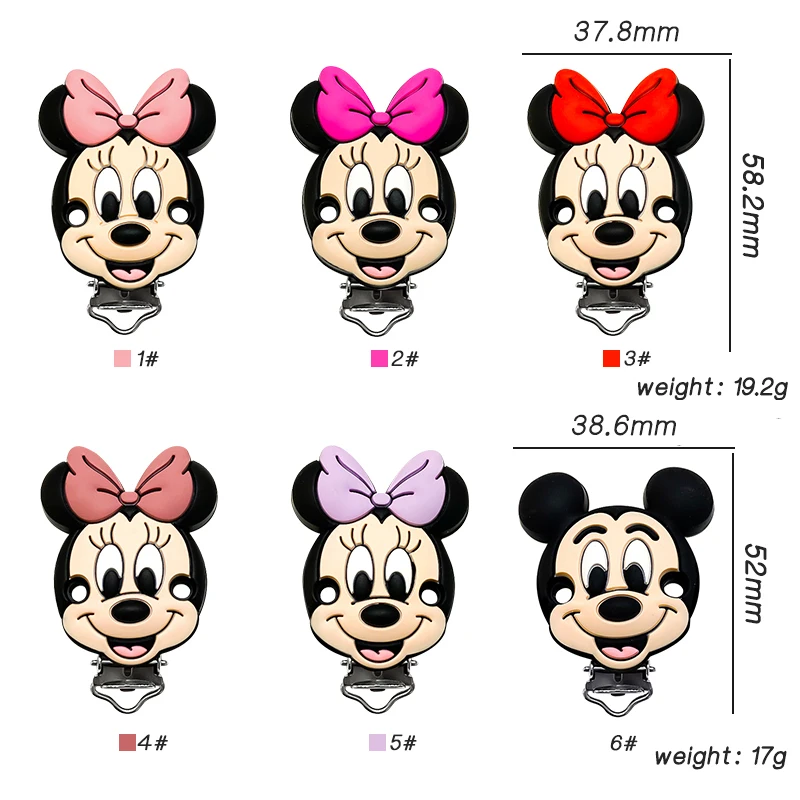 Silicone Mickey Minnie Beads Teether DIY Nipple Chain Jewelry Accessories 3/10pcs teething beads baby silicone accessories