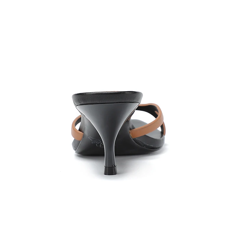 LM Brand Fashion Women's Slippers Summer Plus Size 35-43 Women's High Heels Genuine Leather Pointed Open Toe Sexy Party Shoes