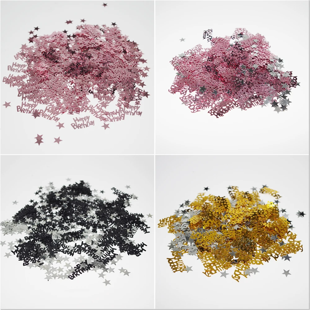1 Packung 15 g alles Gute zum Geburtstag Konfetti Dekoration Sterne Buchstaben Konfetti Hochzeit Geburtstag Party Dekoration Geburtstag Blumen – Detail 1