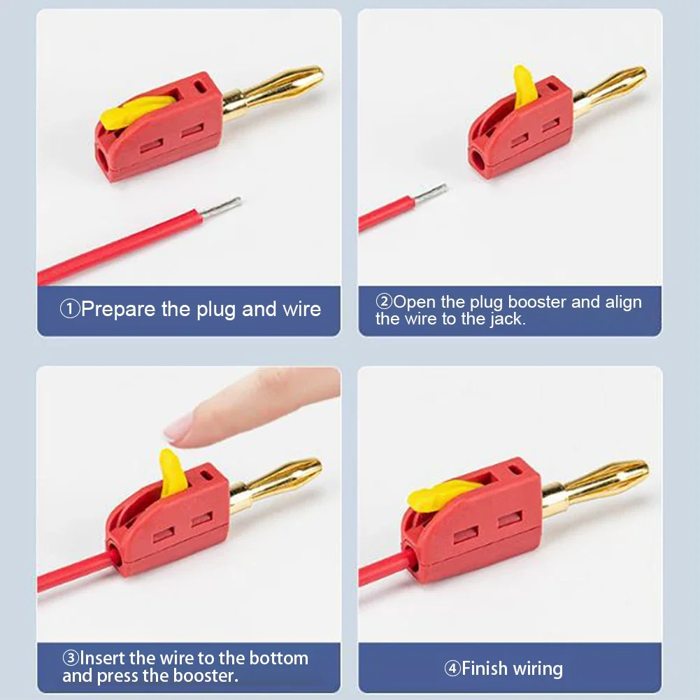 10Pcs 4mm High Current Plugs Solder-Free Gold-Plated Banana Connector Self-Locking Lantern Buckle Plug for 32A Electrical Test