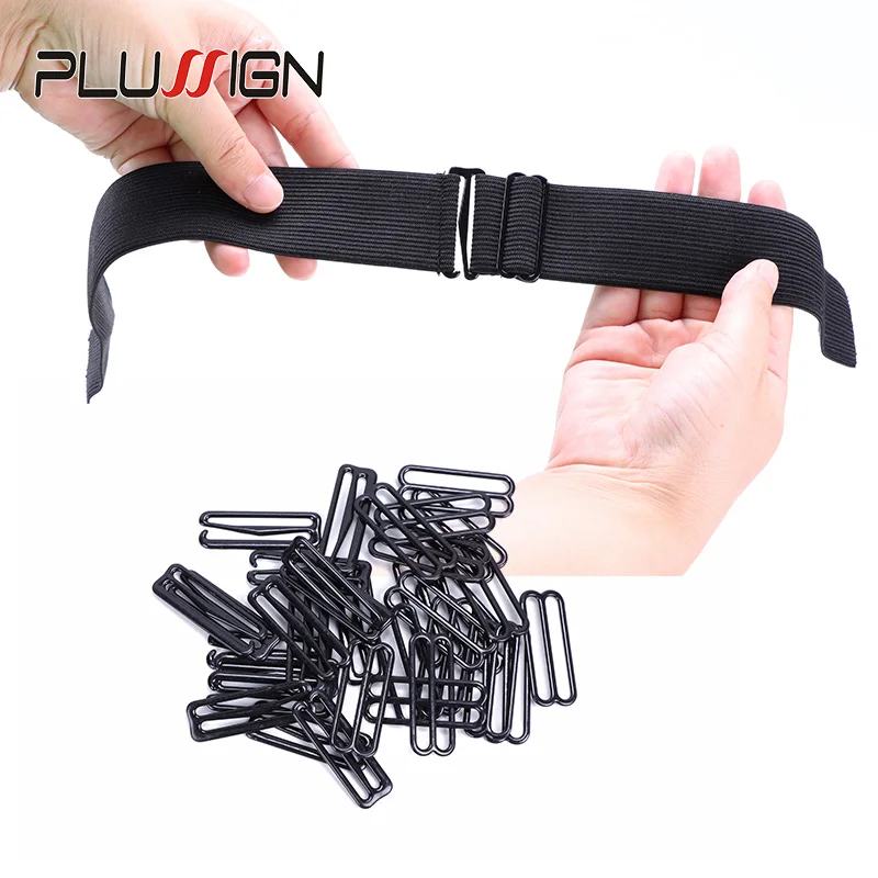 Plussign 3Pcs Wig Strap With Hook For Fixing Wigs Wig Grip Black Elastic Band For Wigs Wig Adjustable Straps For Sewing Back