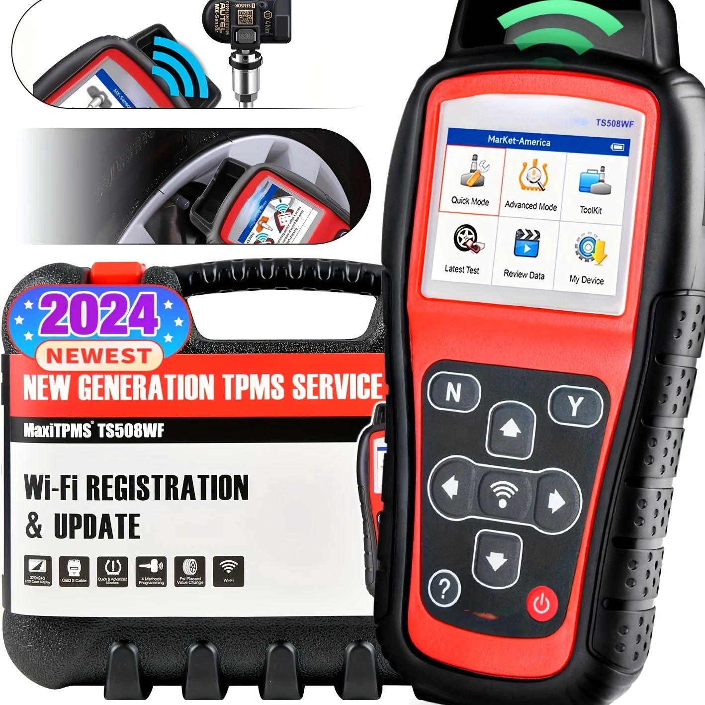 

315/433MHz MaxiTPMS TS508WF - Advanced TPMS Relearn Tool with WiFi Update - Activate/Program All Sensors, User-Friendly Tire Ma