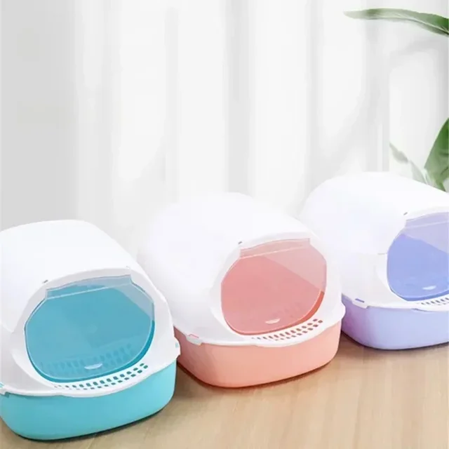 Semi-enclosed Cat Litter Box Kitty Sandbox Splashproof Cat Tray Cat Toilet Cleaning Basin Supplies Pet Toilet Kitten Tray Bedpan 4