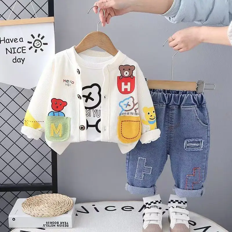 ملابس الأطفال مجموعة الربيع الأولاد مجموعة الطفل العصرية سترة الأولاد سترة سترة من ثلاث قطع ملابس الأطفال