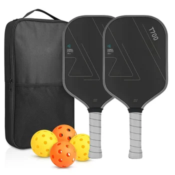 Pro Competition Pickleball Set (2 Paddles + 4 Balls) - T700 Matte Carbon Fiber & PP Honeycomb Core - Elite Players' Choice 1