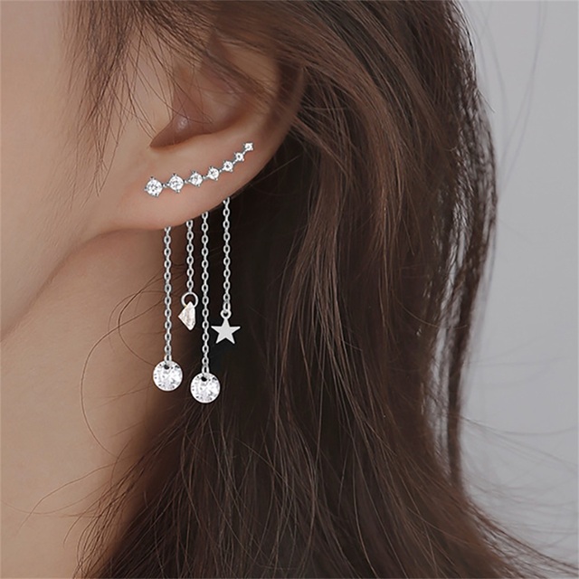 Fashion Gold Color Hoop Earring Asymmetry Charm Studs Earrings for Women Girl's Charm Party Jewelry Accessories