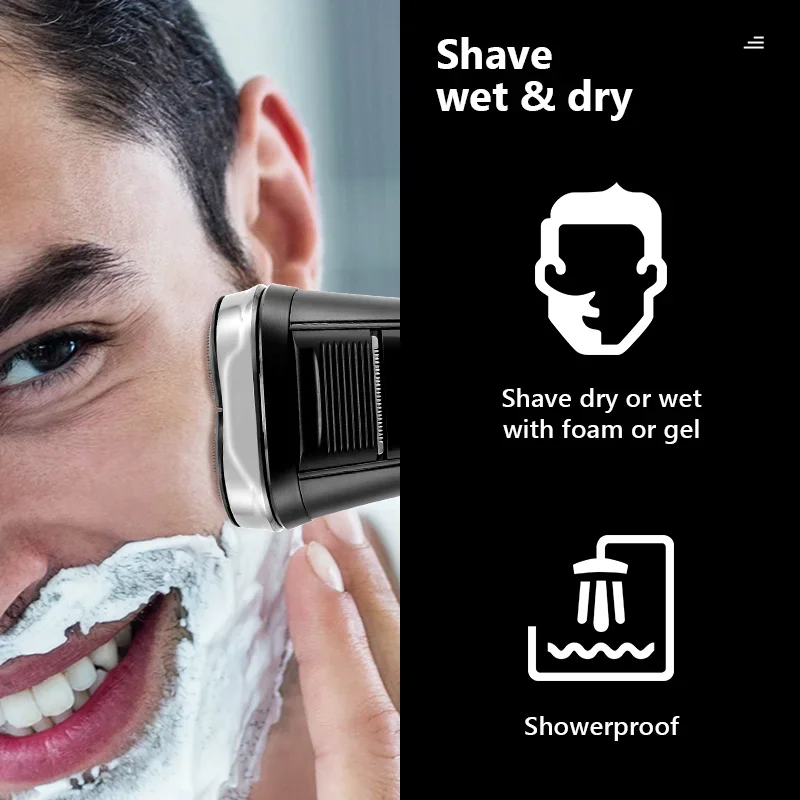 Electric Shaver Men's Smart Beard Hair Shaving Pop-up Timmer Waterproof LCD Display