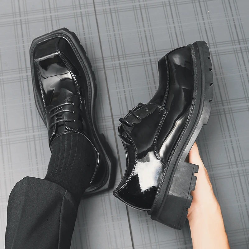 Men Black Dress Shoes Leather Brogue Shoes for Male Formal Wedding Party Office Men Oxfords Business Moccasins
