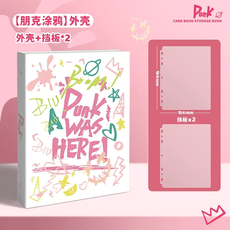 Punk A5 Binder Kpop Photocard Collect Book 3inch 4grid Photo Album Korean