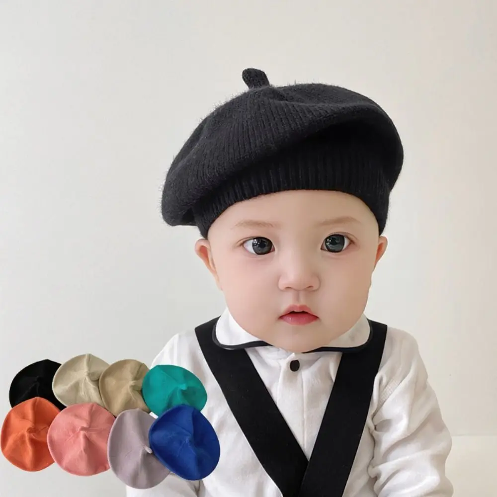 

Warm Baby Beret Hat Korean Cute Soft Kids Berets Autumn Winter Knitted Children Newsboy Cap Boys Girls