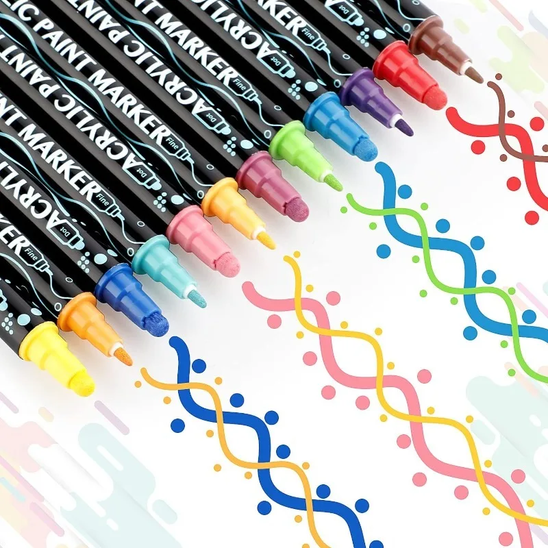 Art Markers 12/24/36 Color Double-ended Gouache Acrylic Marker Waterproof Pigment DIY Graffiti Marker Office and School Supplies