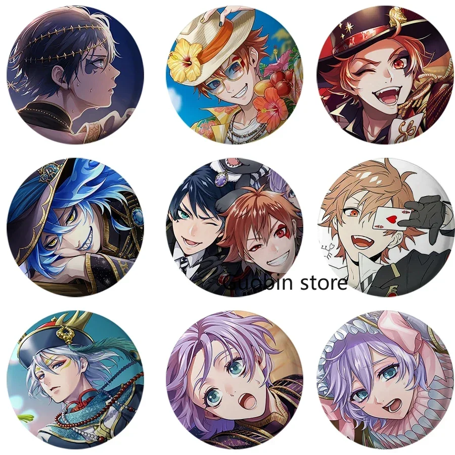 58mm Pop Game Twist Wonderland Button Pin Creative Cute Anime Character Art Badge for Backpack Decor Fans Collection Gift