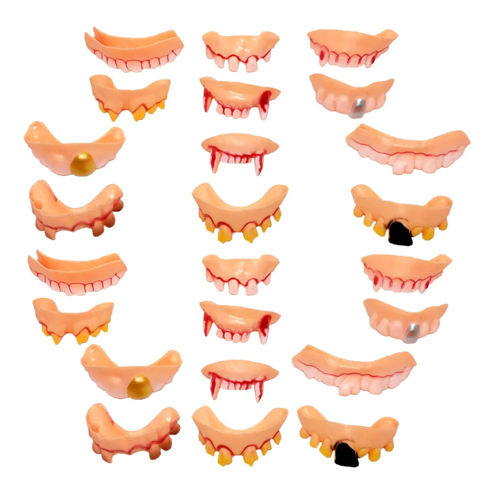 

Halloween Costume Props Ugly Fake Teeth Dentures Tricky Props Party False Teeth Makeup Ghost Bucktooth Gum Braces