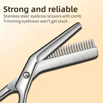 Professional Stainless Steel Eyebrow Scissors with Comb Hypoallergenic Ergonomic Two-Handed Design Precision Shaping & Grooming 1