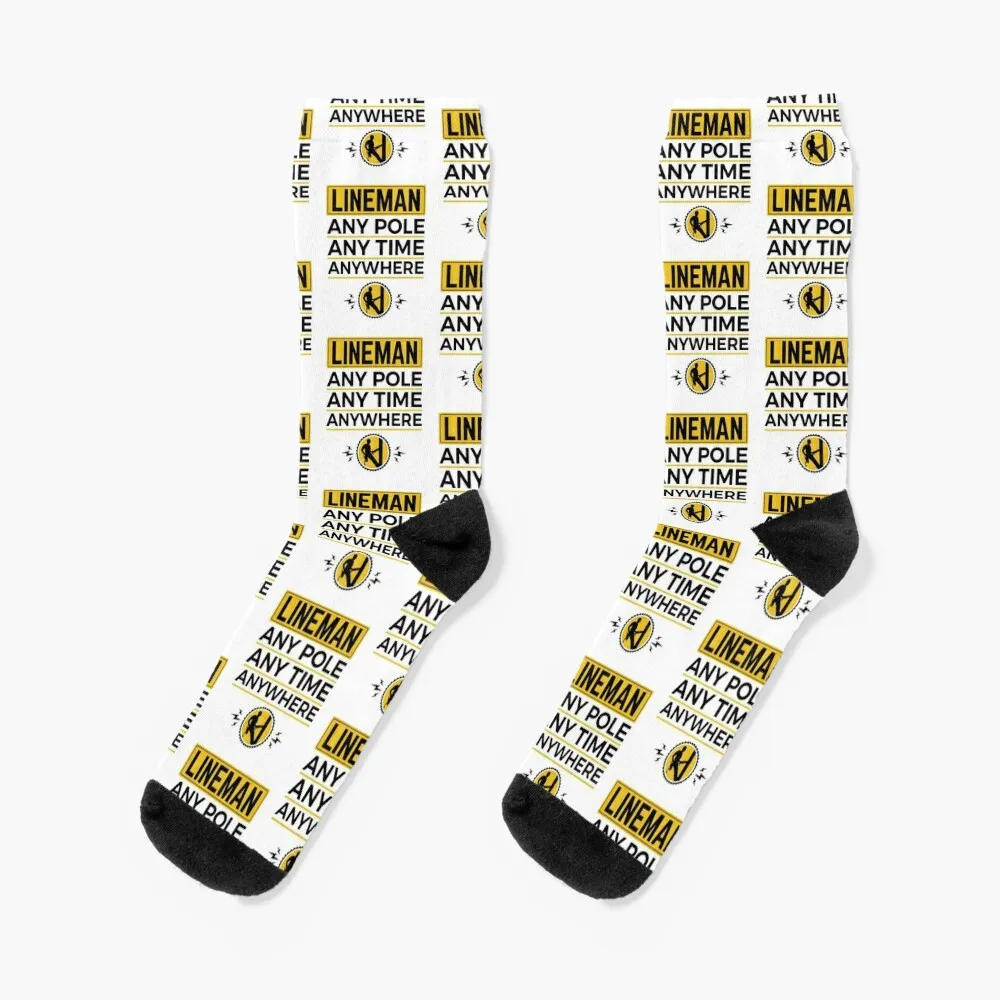 Lineman Any Pole Any Time Anywhere Socks winter thermal Stockings compression professional running Mens Socks Women's kitten mittens it’s always sunny socks compression stockings women s compression sock basketball thermal socks man winter