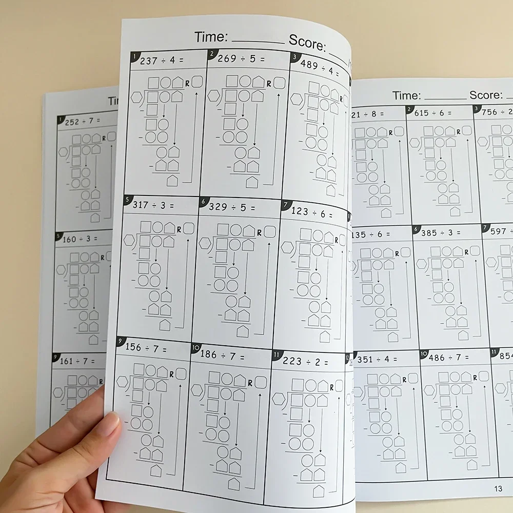 32 Pages Long Division Workbook Math Worksheet Grade 4-6 Daily Timed Math Drills Practice Workbook for Primary School 5