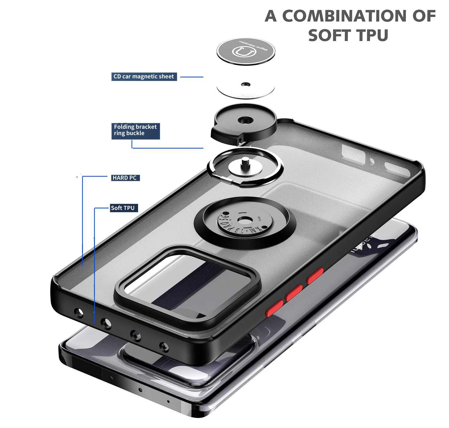 Matte Finish Phone Case with Ring Bracket and Stylish Design