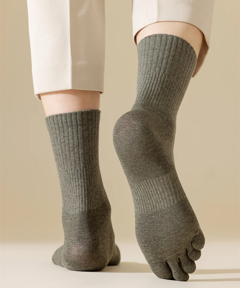 5 Paare/los Männer Fünf Finger Socken Herbst/Winter Wärme 100 % Baumwolle Einfarbig Split Toe Sport Socken Anti-geruch Harajuku Zehen Socke – Detail 17