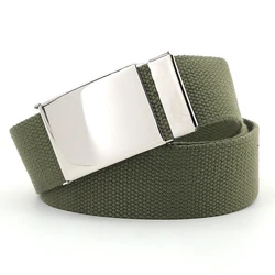 Unisex Breathable Canvas Tactical Belt for Jeans - Adjustable Fashion Accessory (Army Green)