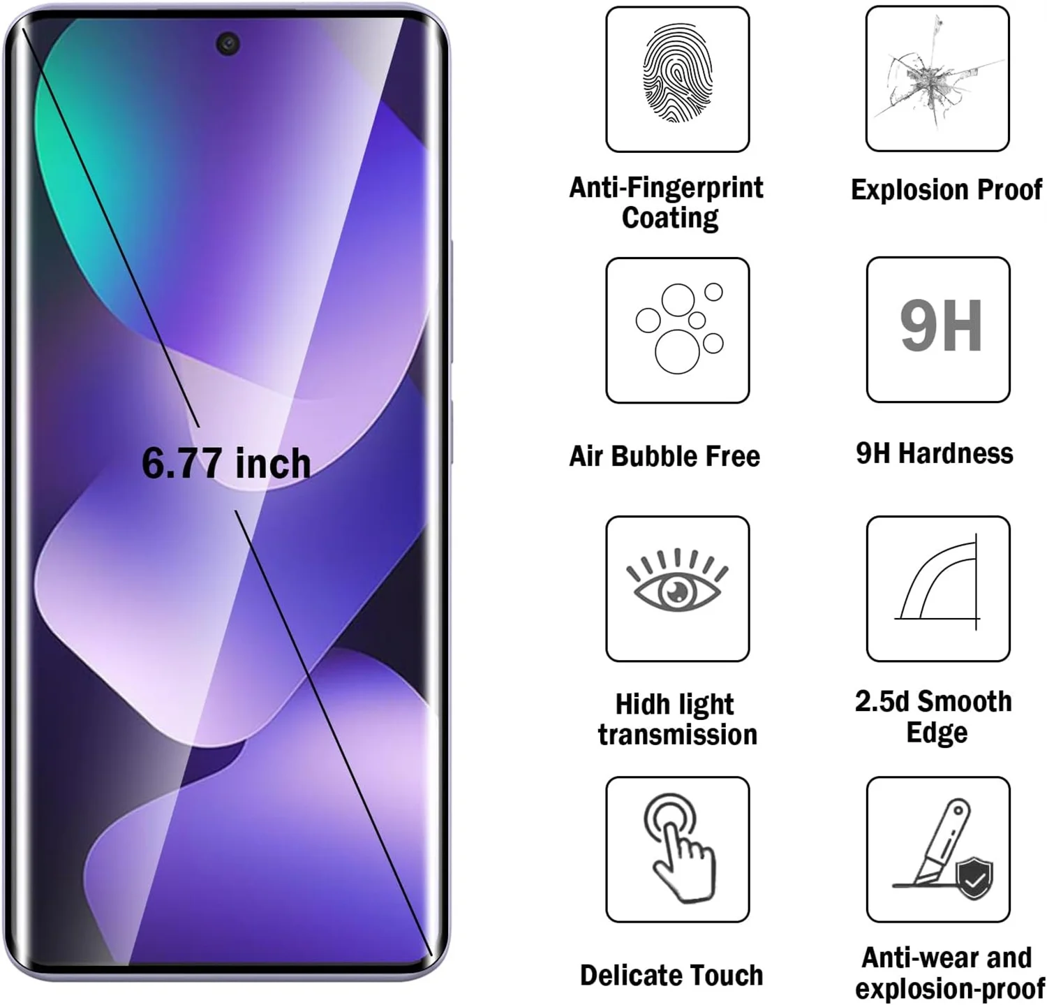 Transparent Clear Anti-Scratch Tempered Glass Screen Protector
