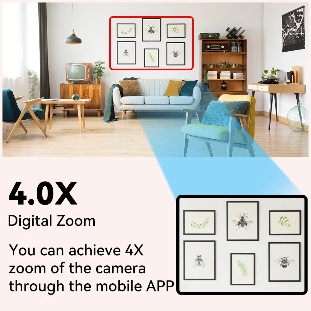 PEGATAH 5MP Wifi Indoor Smart Security Camera for Baby Monitor Dog Camera 4.0X Zoom Ultra Long IR Vision Distance O-Kam APP