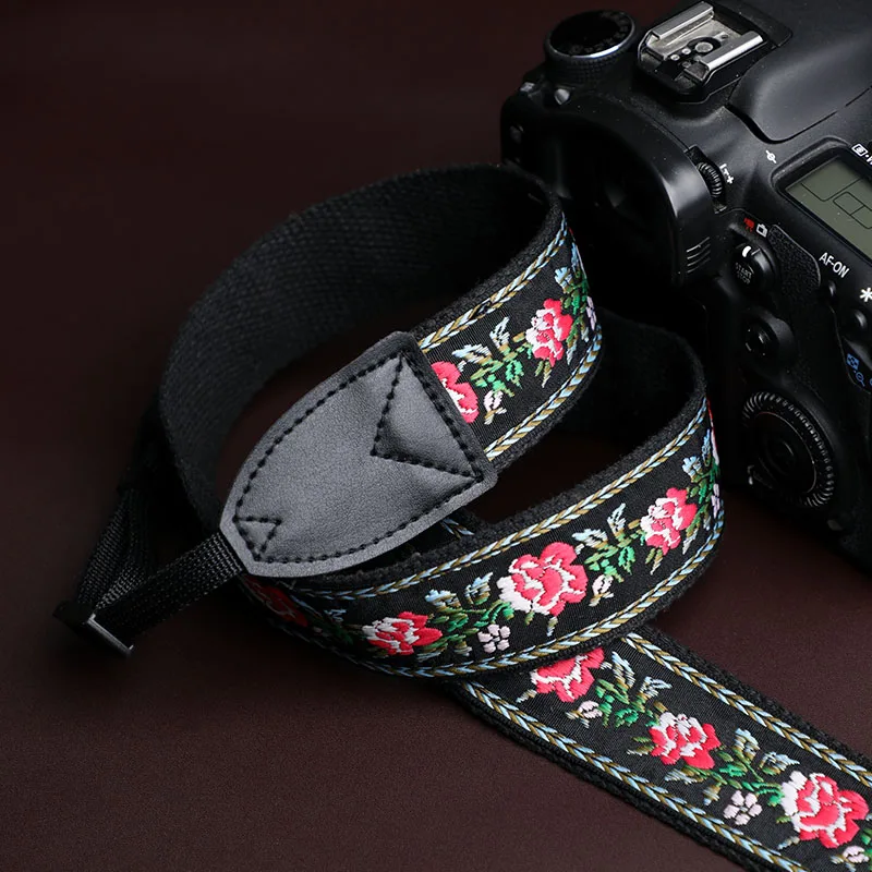 자수 에스닉 스타일 카메라 스트랩 DSLR 미러리스 디지털 사진용 교체 가능한 숄더 스트랩 크로스바디 넥 스트랩