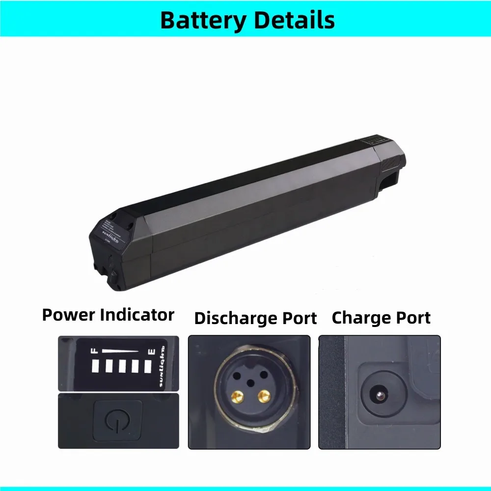 eMTB Battery SSE-059 Sunlight 2 36V 10Ah 10.4Ah 10.5Ah 12.5Ah 13Ah 48V Sun Light 2 for E-Movement Thunder V4.2 Nilox E-bike