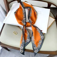 Long Silk Scarf Bag Tie Lady Neck Skinny Scarves Hairband Foulard Horse Print Brand Lady Neckerchief Ribbon 2021 Spring New 3