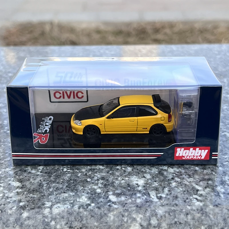 Honda Civic Diecast Hobby Japan 1/64 Honda Civic Type R EK9 Diecast Model 1997 Sunlight Yellow G 1170321