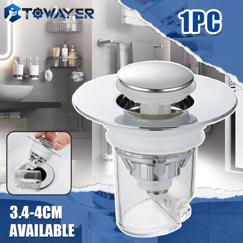 Electroplated Drain Filter Bounce Core Sink Filter For Bathroom Basin