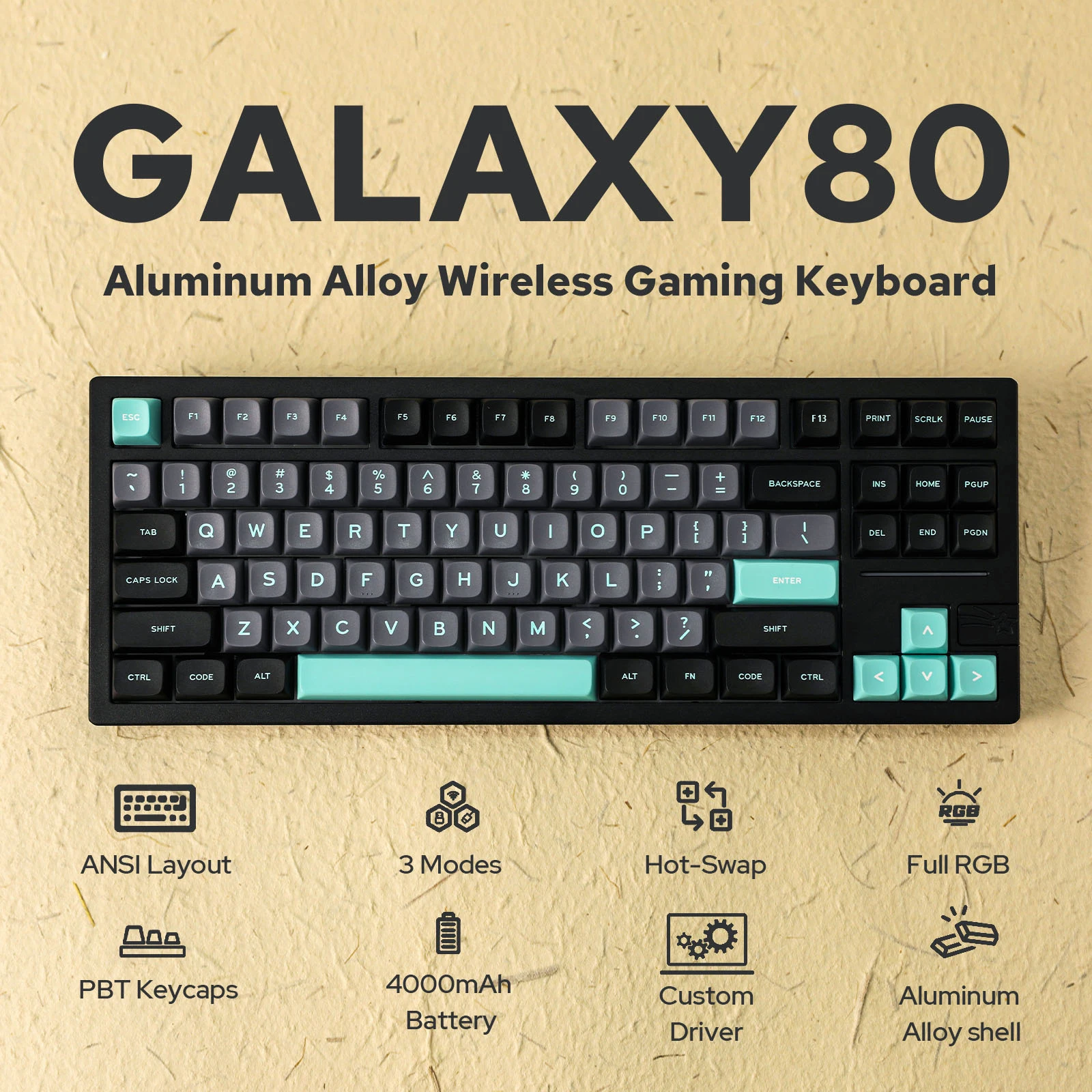 Epomaker x feker galaxy80カスタムキーボード、bt 5.0、2.4g、USB-C 