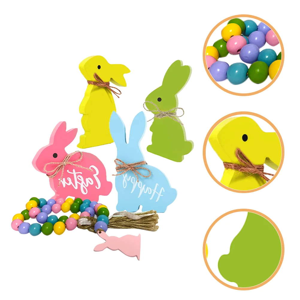 

1 Set of Easter Decor Table Decorations Wooden Tiered Tray Decor Easter Wooden Bunny