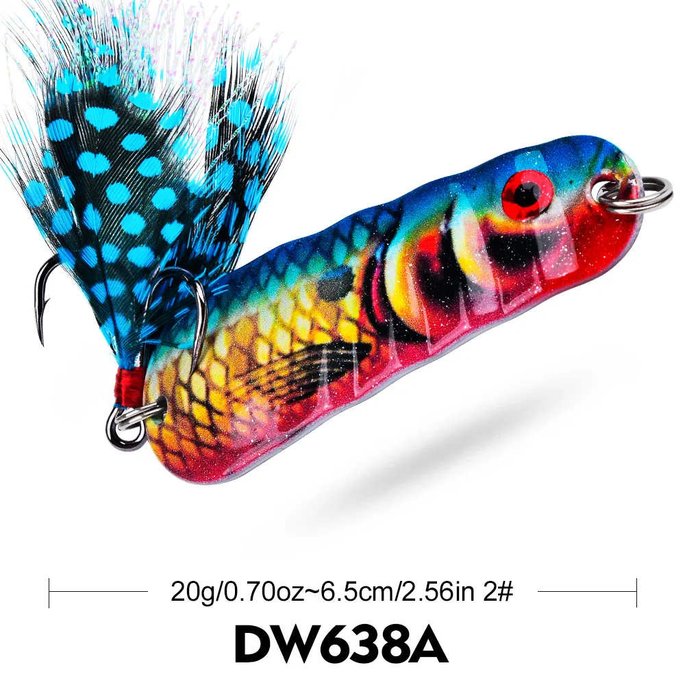 Metal Spoon Fishing Lure 6.5cm 20g Heavy Spoon Bait for Deep Water Fishing with Vibration Effect and #2 Treble Hook