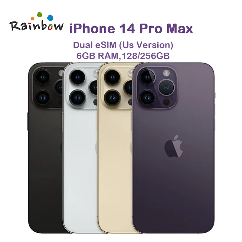 Apple iPhone 14 Pro Max Dual eSIM 128/256/512GB 1TB ROM 6GB RAM 6.7" Genuine Retina OLED Face ID NFC A16 Cell Phone