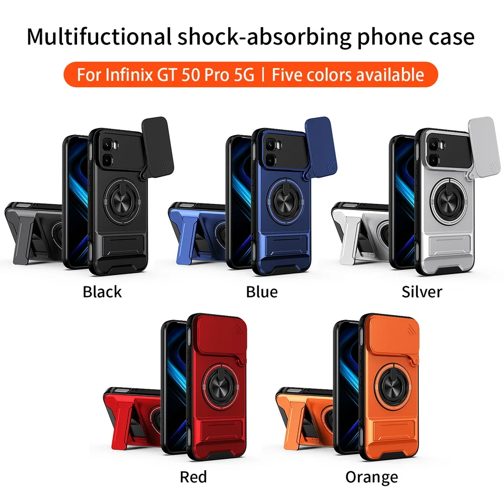 2-in-1 Ring Grip Magnetic Car Holder Case with Lens Protection Cover