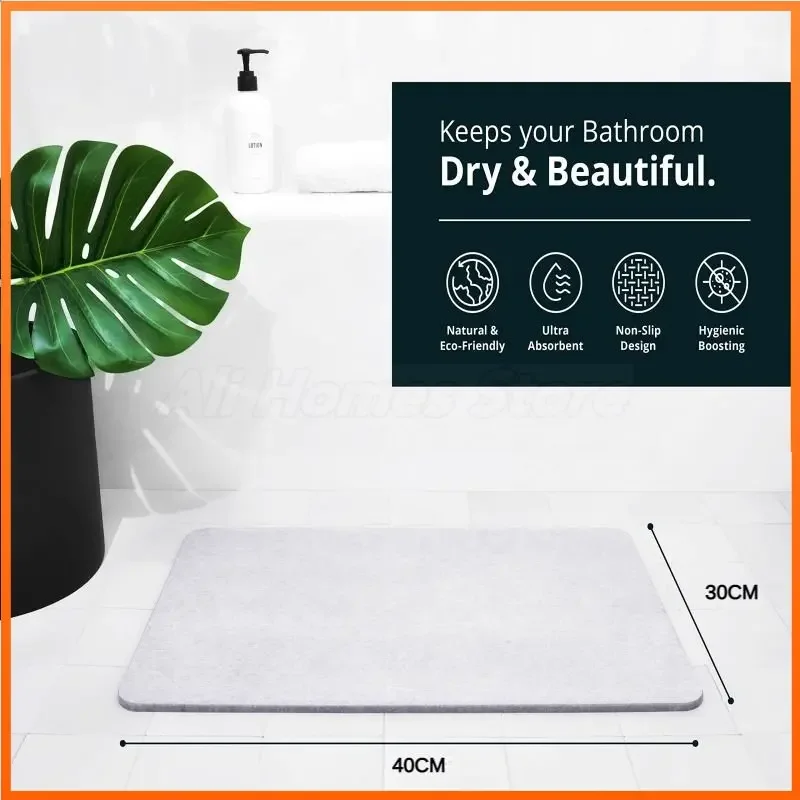 39x60cm Stone Shower Mat Diatomaceous Earth Bathroom Mat Non-Slip Super  Absorbent Quick Drying Bath Mats Diatomaceous Bath Mats - AliExpress