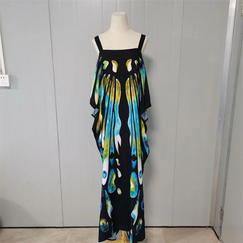 New Colourful Prints Cover Up Sun Protection Beachwear Women Cover-ups Female Holiday Robe Quick-drying Suspenders Beach Dresses