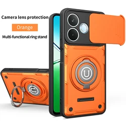 Magnetic Armor Shockproof Ring Holder Case with Magsafe Compatibility for Honor 600e (WJ - Orange)