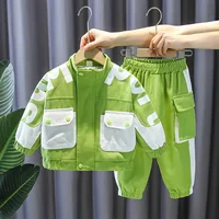 New Children's Workwear Set 2024 Boys Spring and Autumn Korean Fashion Zipper Set, Big Kids Sports Two Piece Set 2-10Y