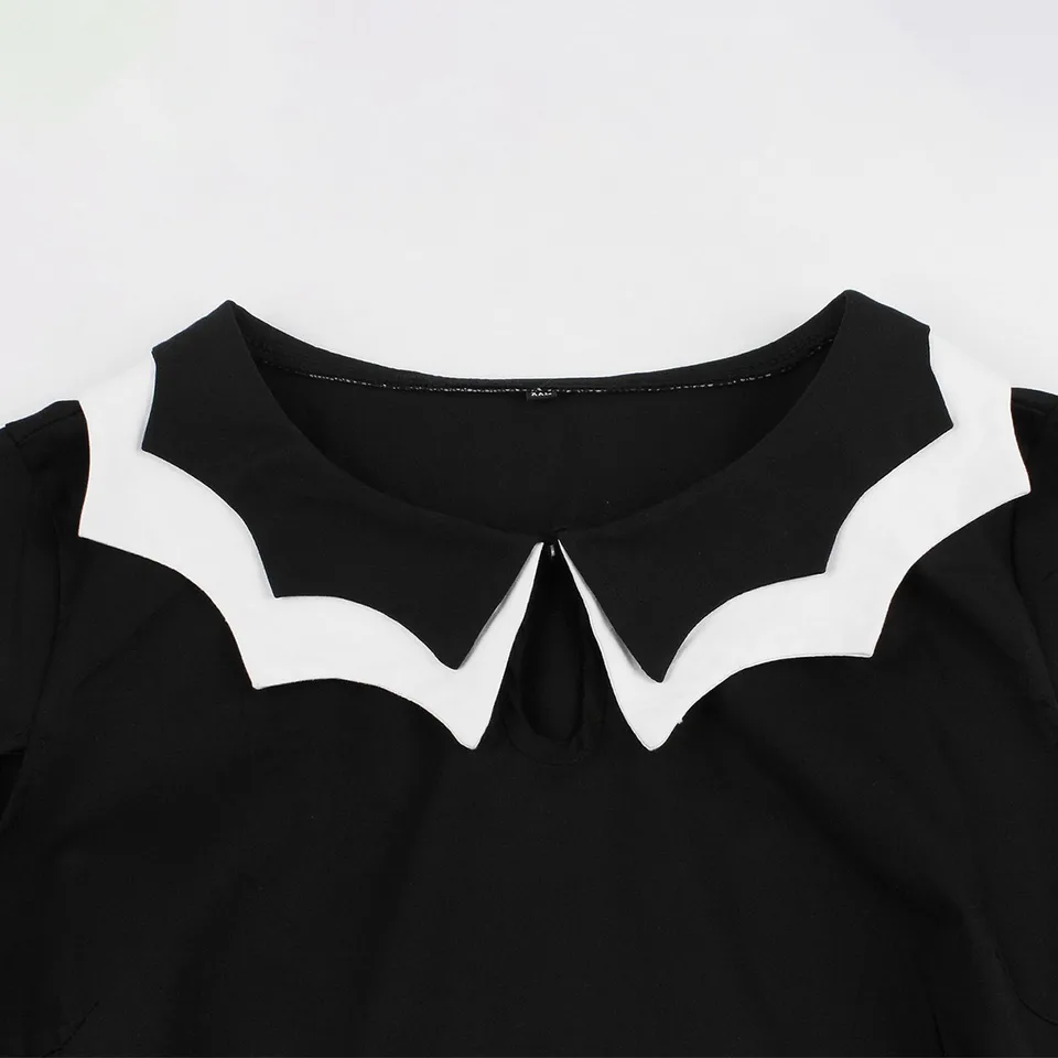 Women Bat Embroidery Halloween Vintage Dress