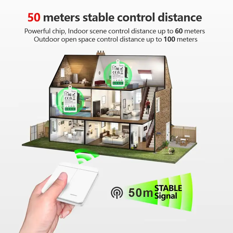 433MHz Smart Light Switch AC 110V 220V Receiver and 1/2/3Gang 86 Wireless Push Button Switch Transmit 50m for Home Improvement - Image 3