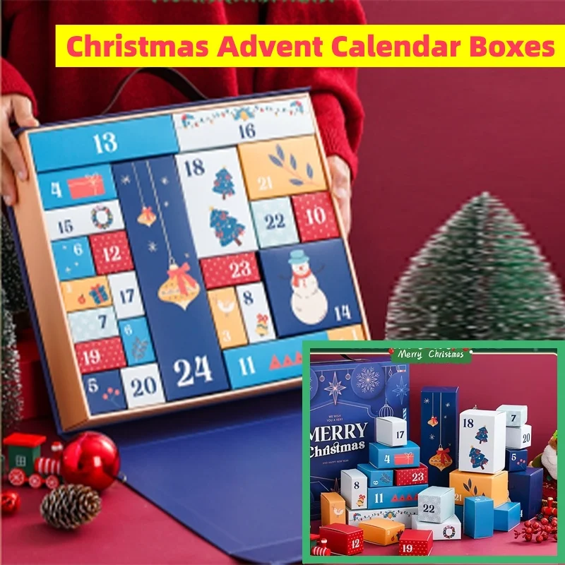 24-day Christmas Advent Surprise Empty Box Children's Festival Gift Dressing Packaging Box Decorative Gift(Empty Box)