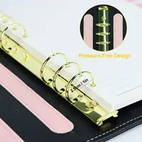 New A5 color-blocking large-ring binder 6 Ring Refillable Notebook Binder Planner Cover, PU Leather Loose Leaf 4